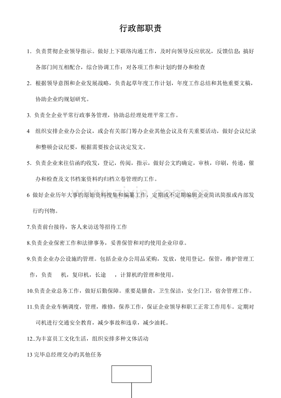 行政部职务说明书.doc_第1页