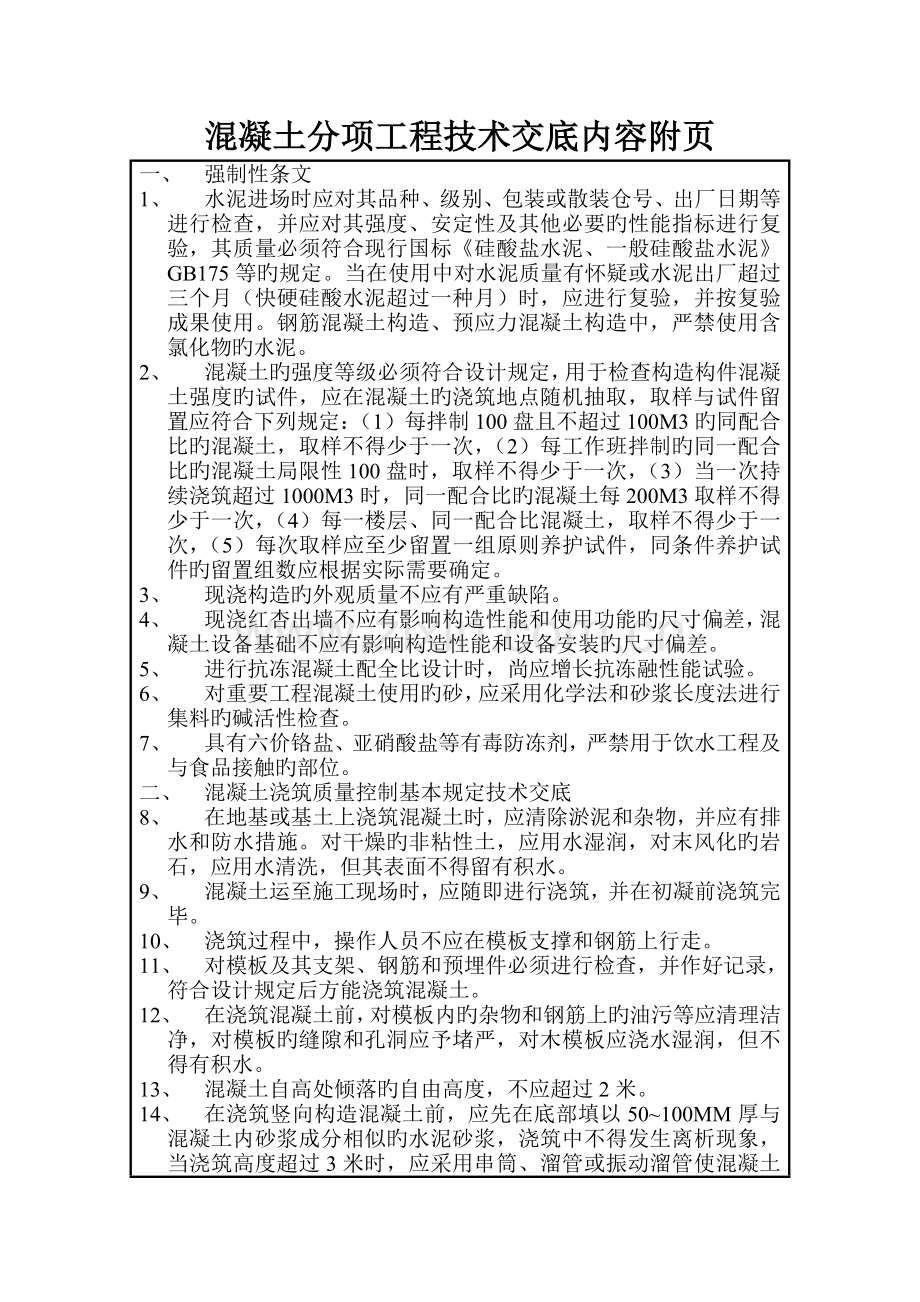 混凝土分项工程技术交底内容附.doc_第1页