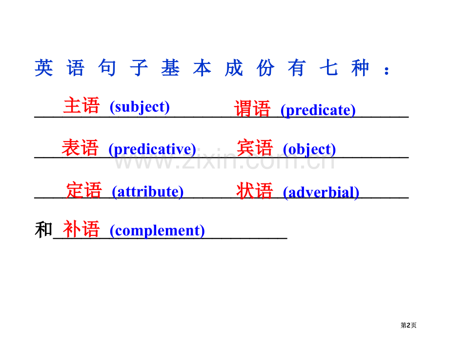 英语句子的成分种基本句型公开课一等奖优质课大赛微课获奖课件.pptx_第2页