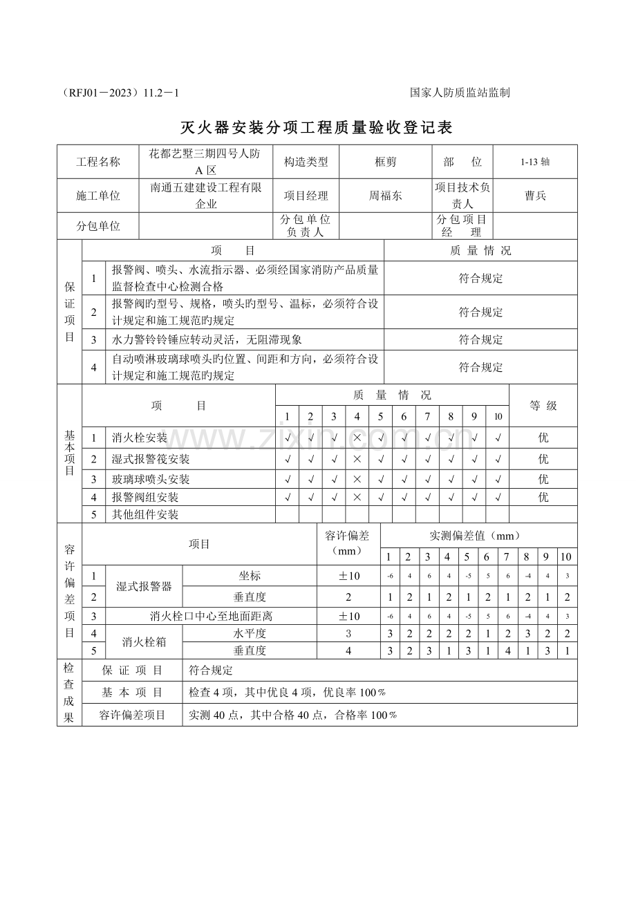 结建人防资料一分项工程质量验收记录八防火设备安装工程.doc_第3页