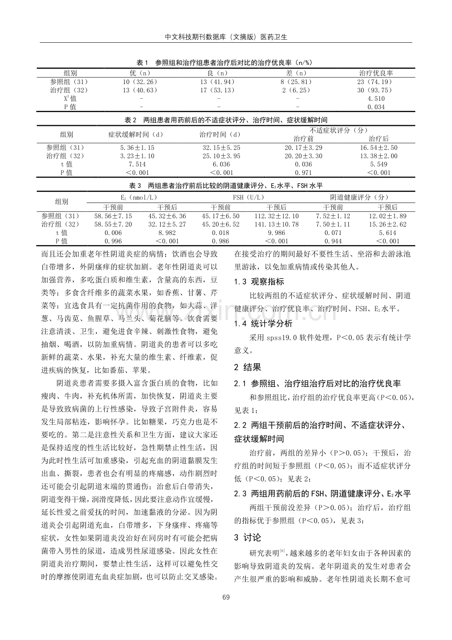 甲硝唑联合雌激素软膏治疗老年阴道炎的临床效果观察.pdf_第2页