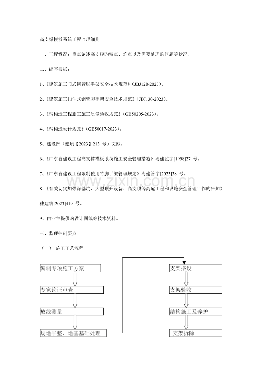 高支撑模板系统工程监理细则模板.doc_第1页