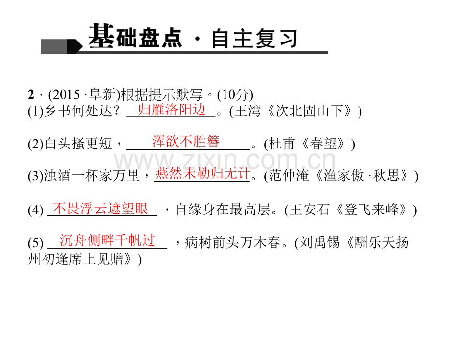 2016聚焦中考语文辽宁省专题复习专题七古诗文默写.pptx_第3页