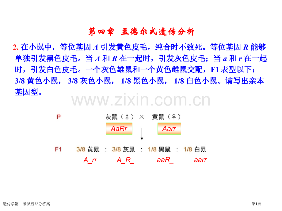 遗传学第二版课后部分答案专家讲座.pptx_第1页