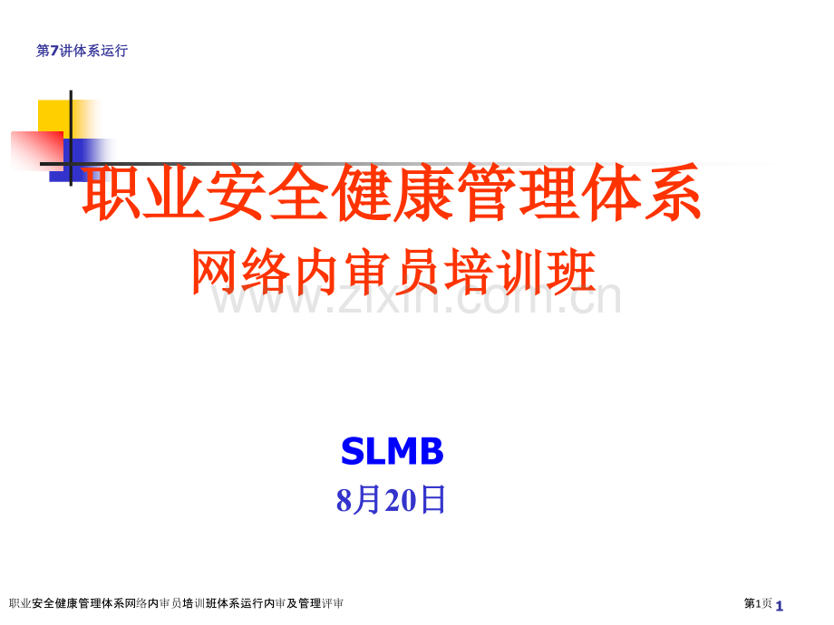 职业安全健康管理体系网络内审员培训班体系运行内审及管理评审.pptx_第1页