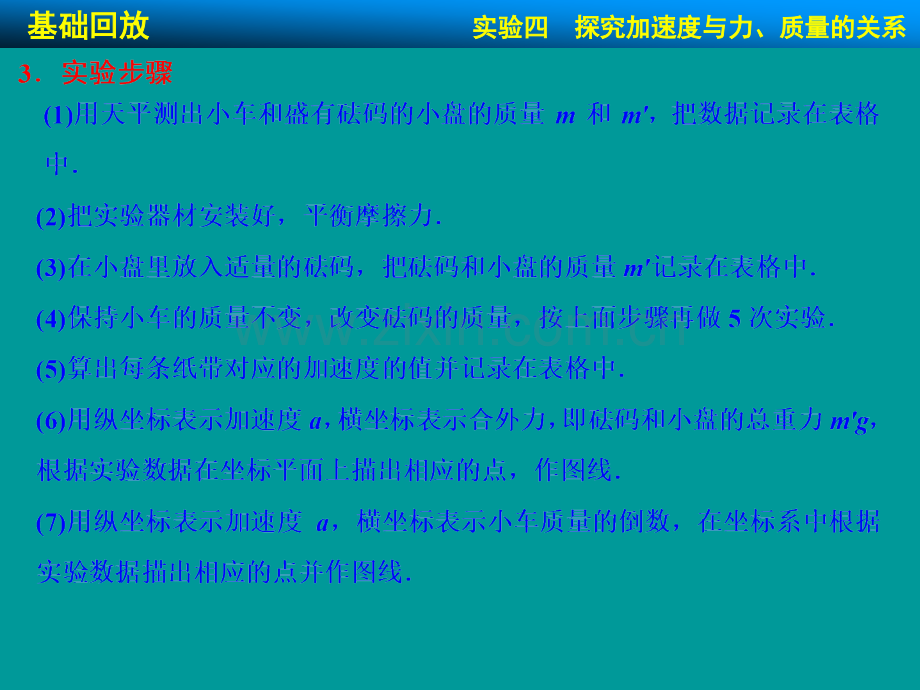 2015高考物理大一轮复习实验四探究加速与力质量的关系解析.pptx_第3页