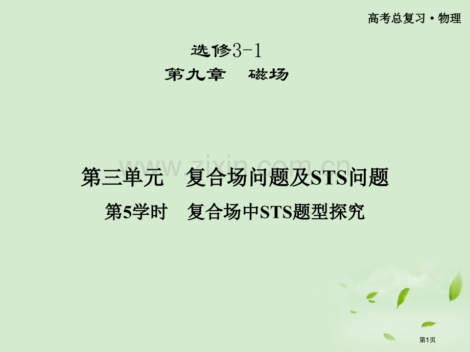 金榜夺冠高三物理复合场中的STS题型探究选修公开课一等奖优质课大赛微课获奖课件.pptx_第1页