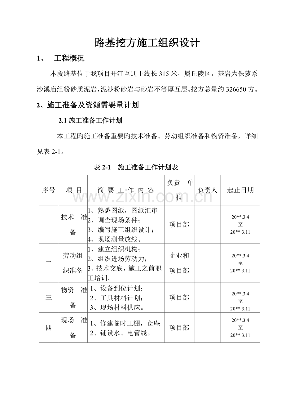 路基挖方施工组织设计.doc_第1页