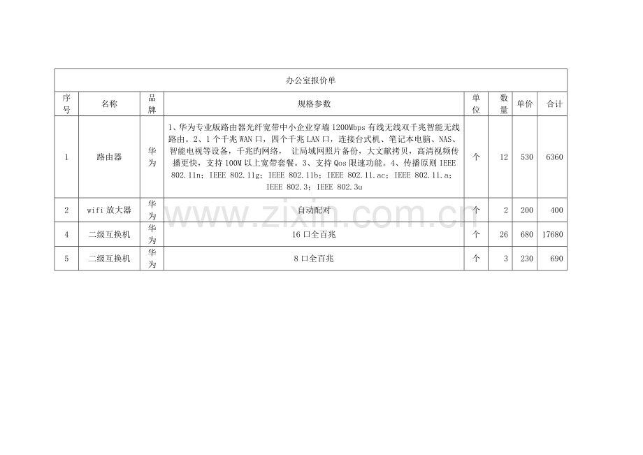 网络工程报价单.docx_第1页