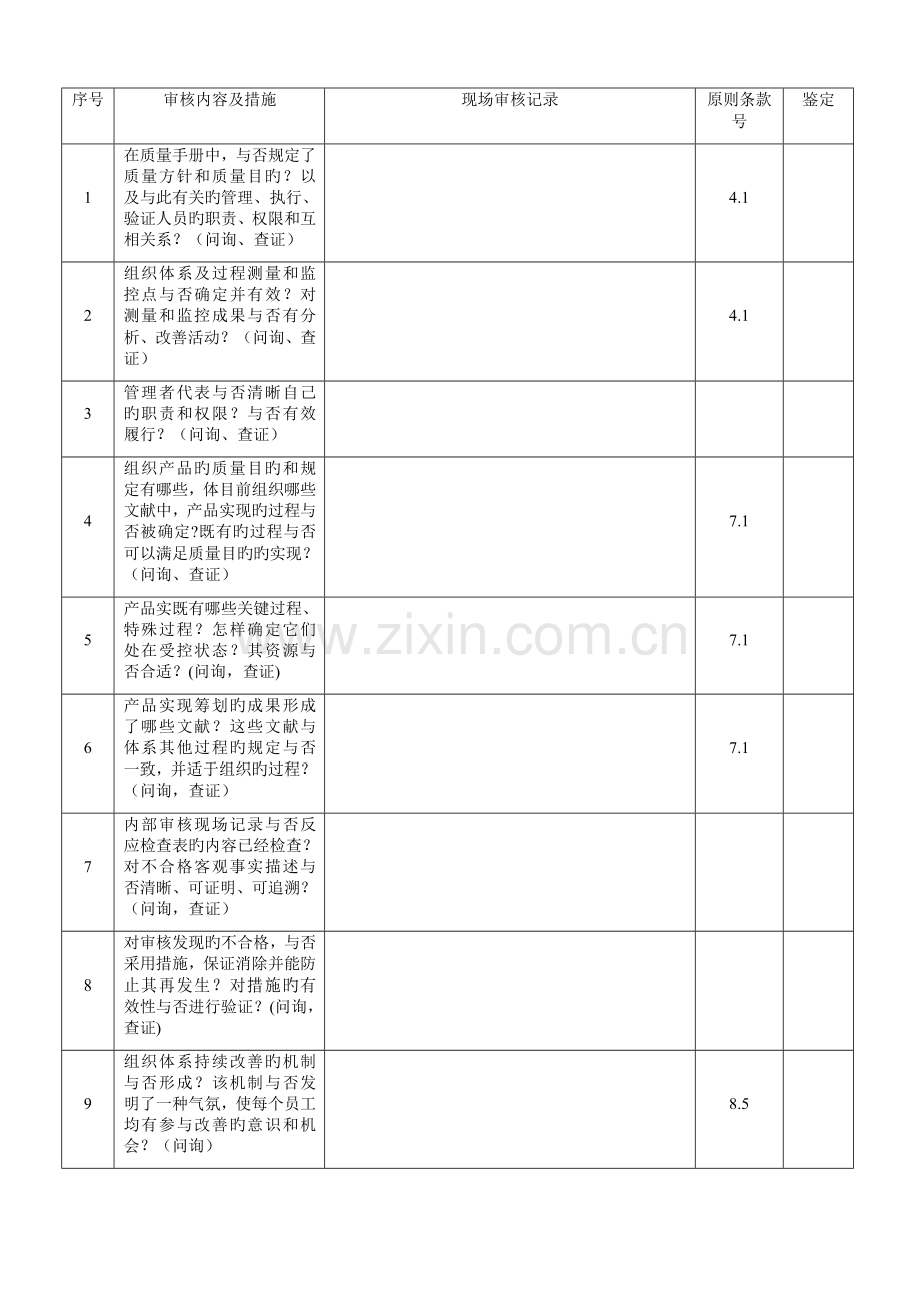 质量管理体系审核检查表格式.doc_第3页