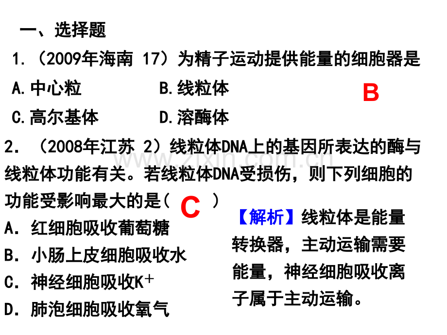 20072011生物高考题分类汇编必修1专题3细胞器结构和功能-PPT课件.pptx_第1页