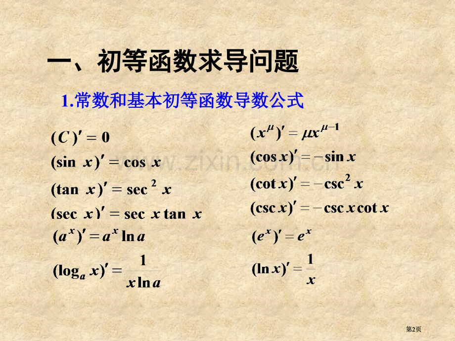 四节初等函数的求导问题双曲函数与反双曲函数的导数市公开课金奖市赛课一等奖课件.pptx_第2页