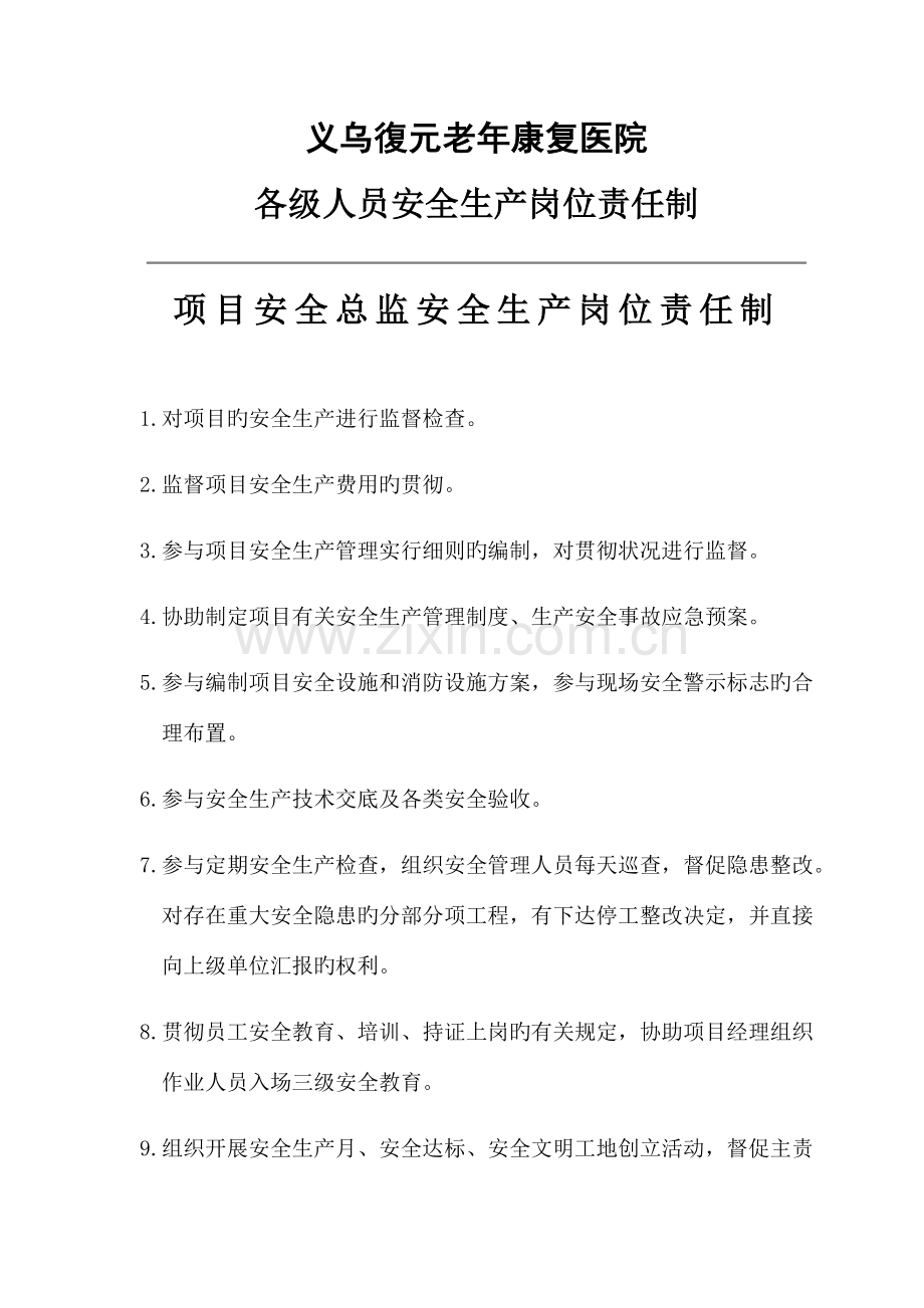 项目安全总监安全生产责任书.docx_第1页