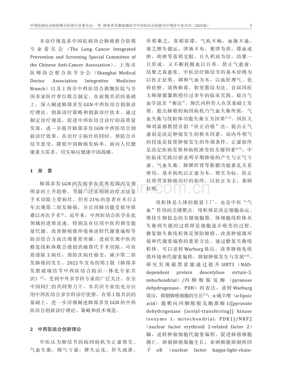 肺部多发磨玻璃结节中西医结合创新诊疗规范专家共识（2023版）.pdf_第3页