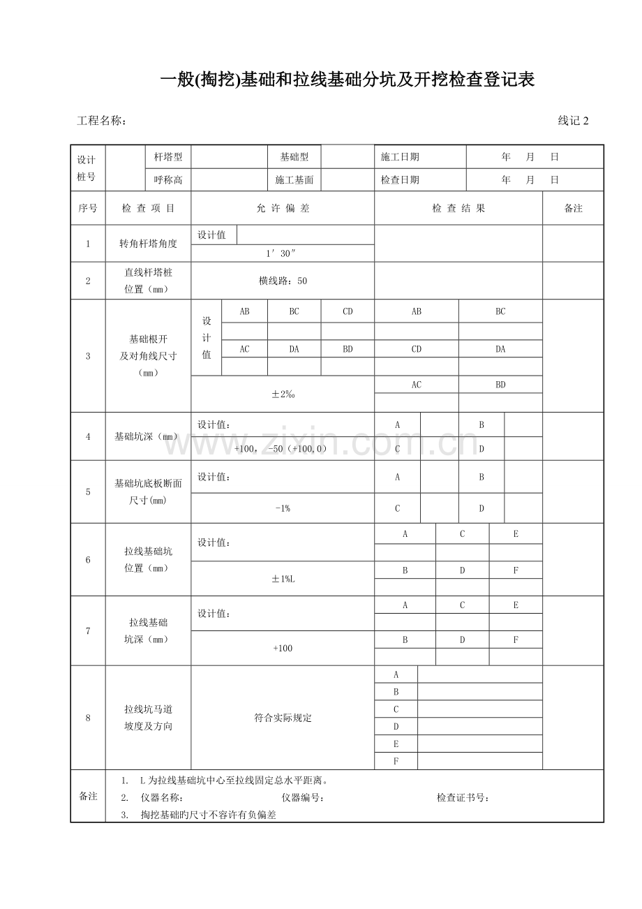 电气装置安装工程及以下架空电力线路施工及验收规范类表格.doc_第2页