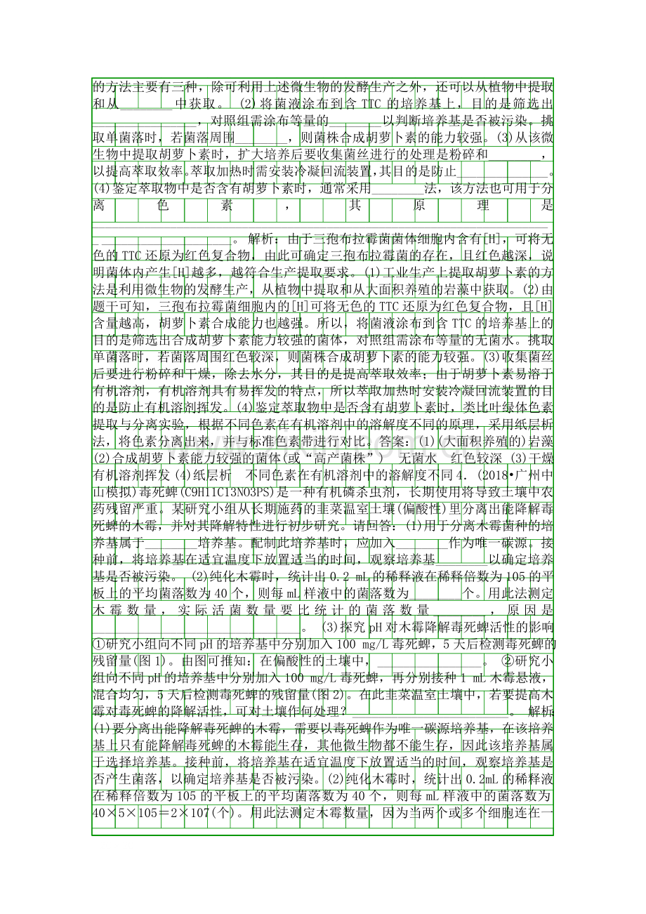 2019高考生物二轮专题训练生物技术实践含解析.docx_第2页