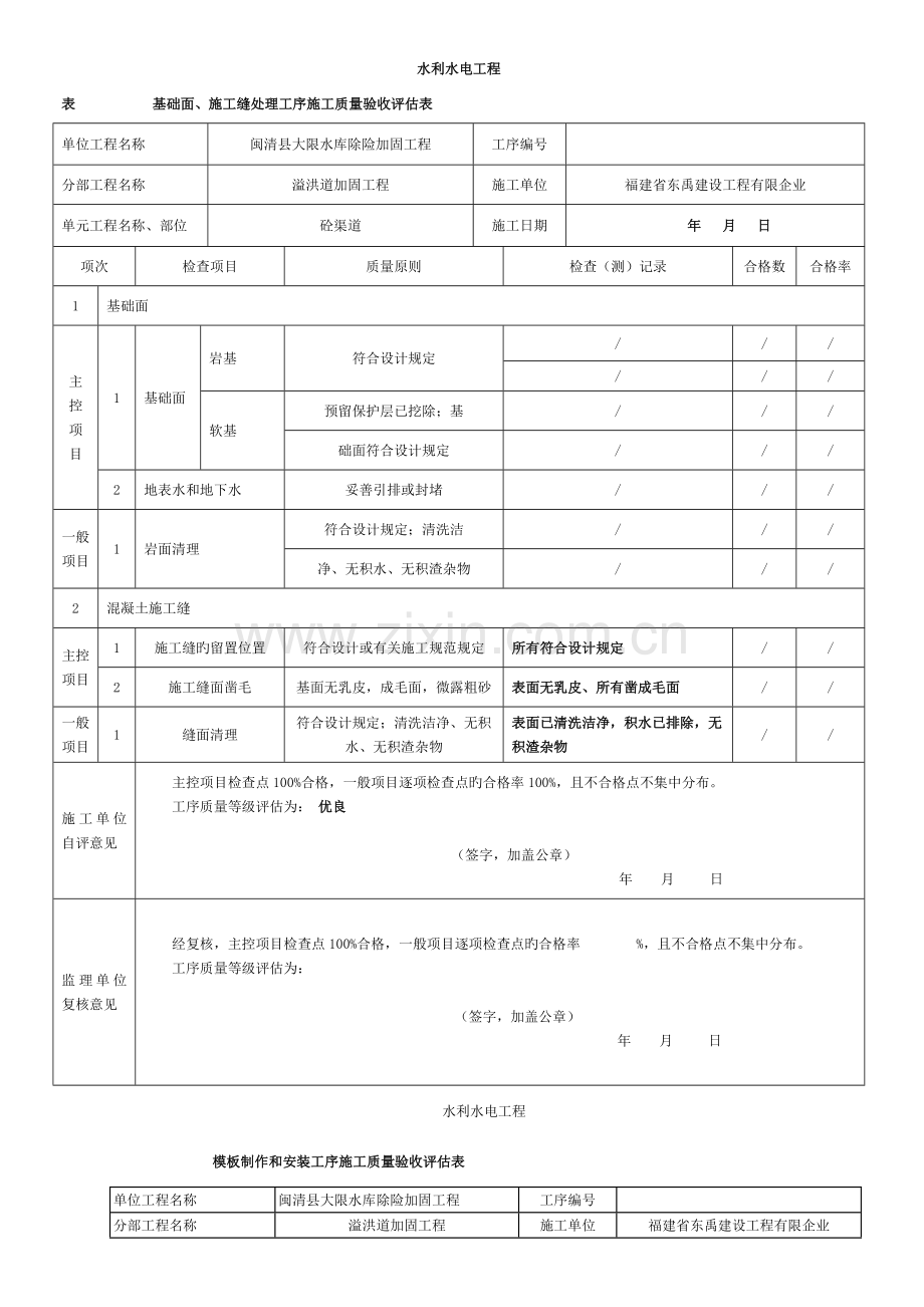 砼渠道单元工程质量评定表模板.doc_第3页