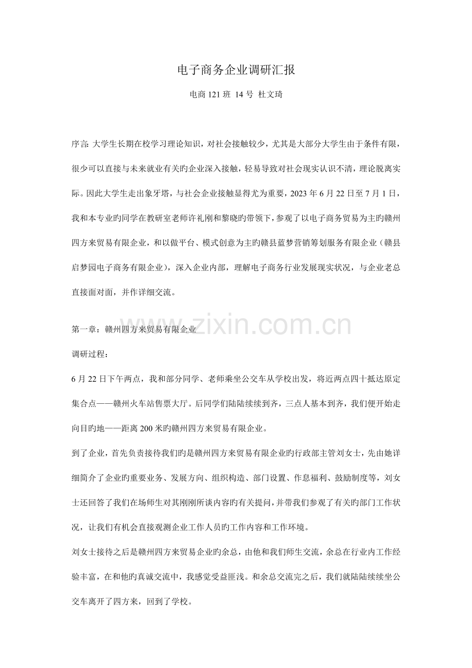 电子商务企业调研报告.docx_第1页