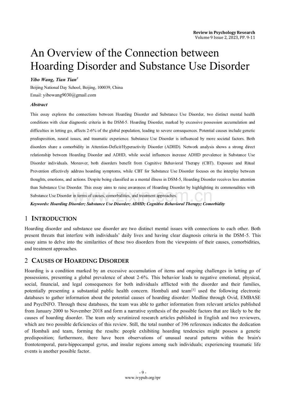 An Overview of the Connection between Hoarding Disorder and Substance Use Disorder.pdf_第1页