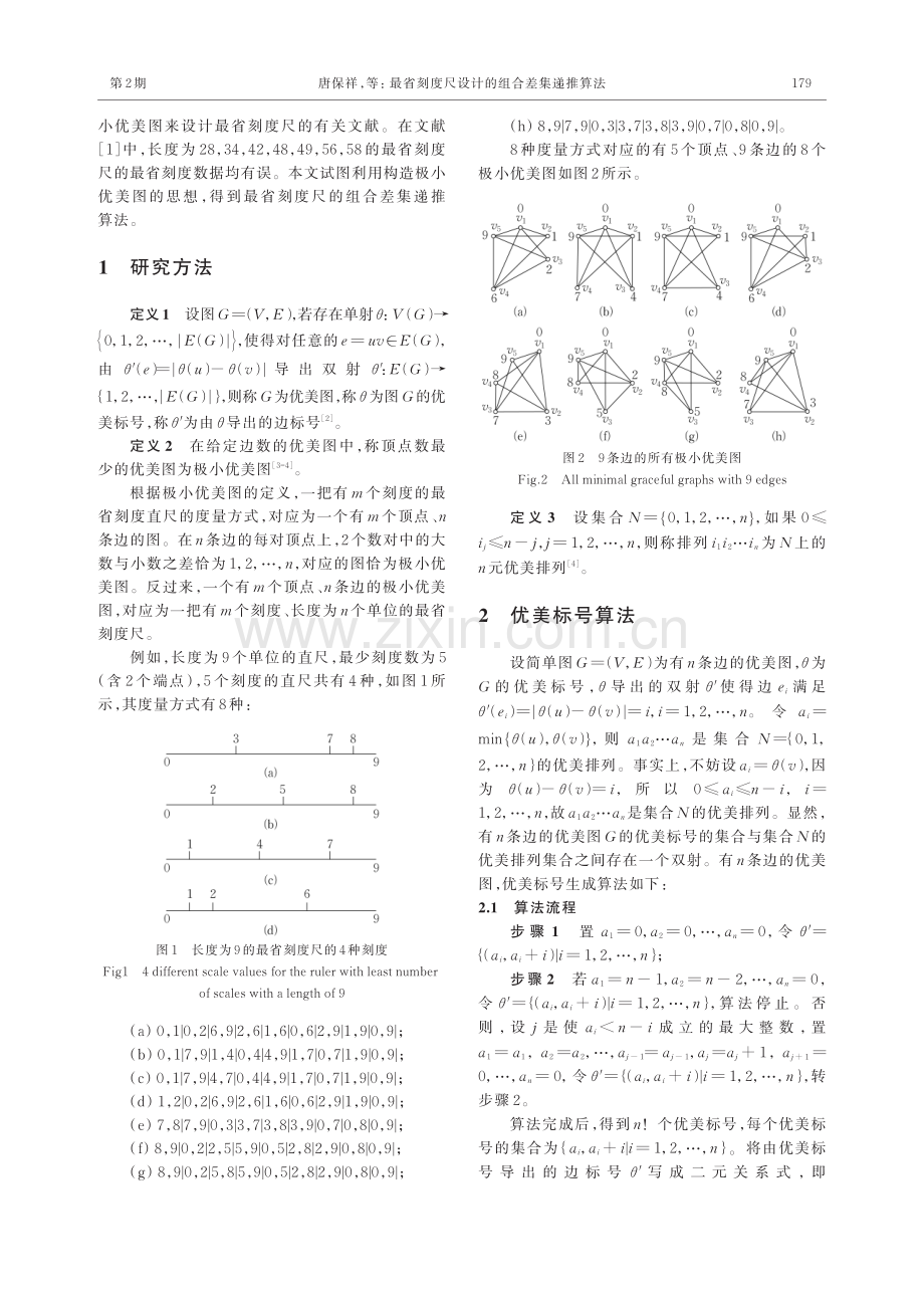 最省刻度尺设计的组合差集递推算法.pdf_第2页