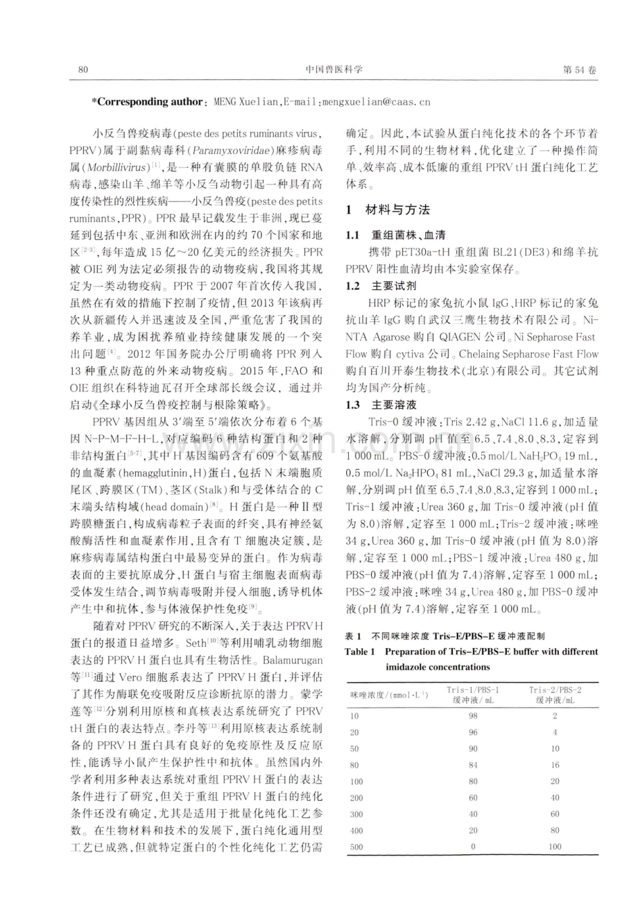 重组小反刍兽疫病毒血凝素蛋白纯化体系的优化.pdf_第2页