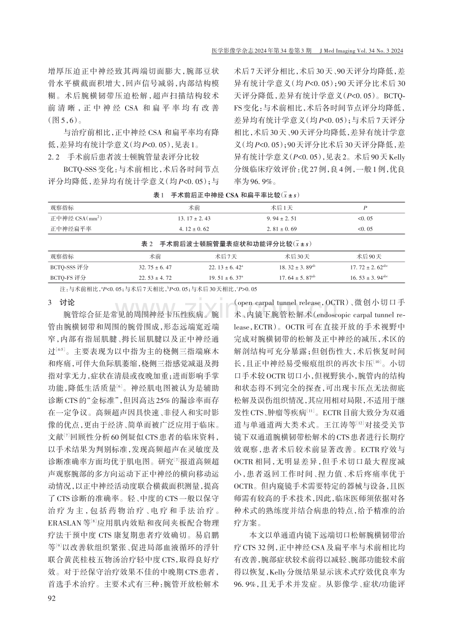 超声引导单通道内镜下松解腕横韧带治疗腕管综合征应用分析.pdf_第3页