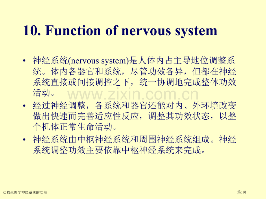 动物生理学神经系统的功能专家讲座.pptx_第1页