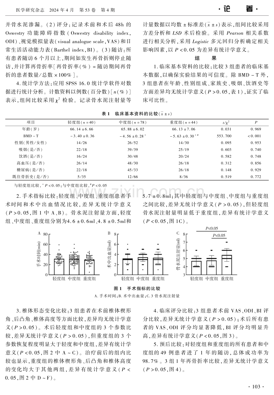 PKP治疗不同骨密度T值骨质疏松症患者的临床疗效及预后 (1).pdf_第3页