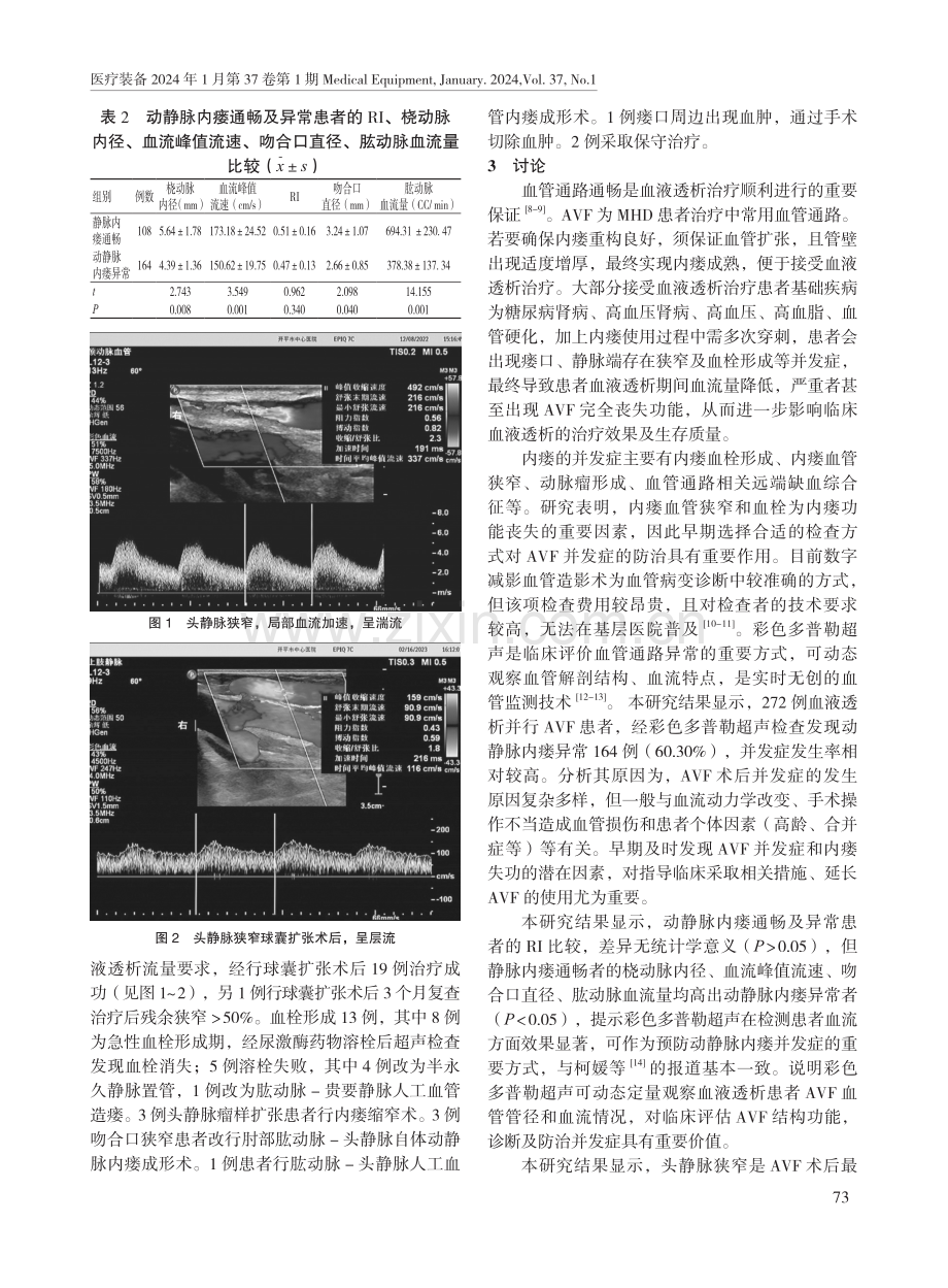 彩色多普勒超声在自体动静脉内瘘并发症防治中的应用价值.pdf_第3页