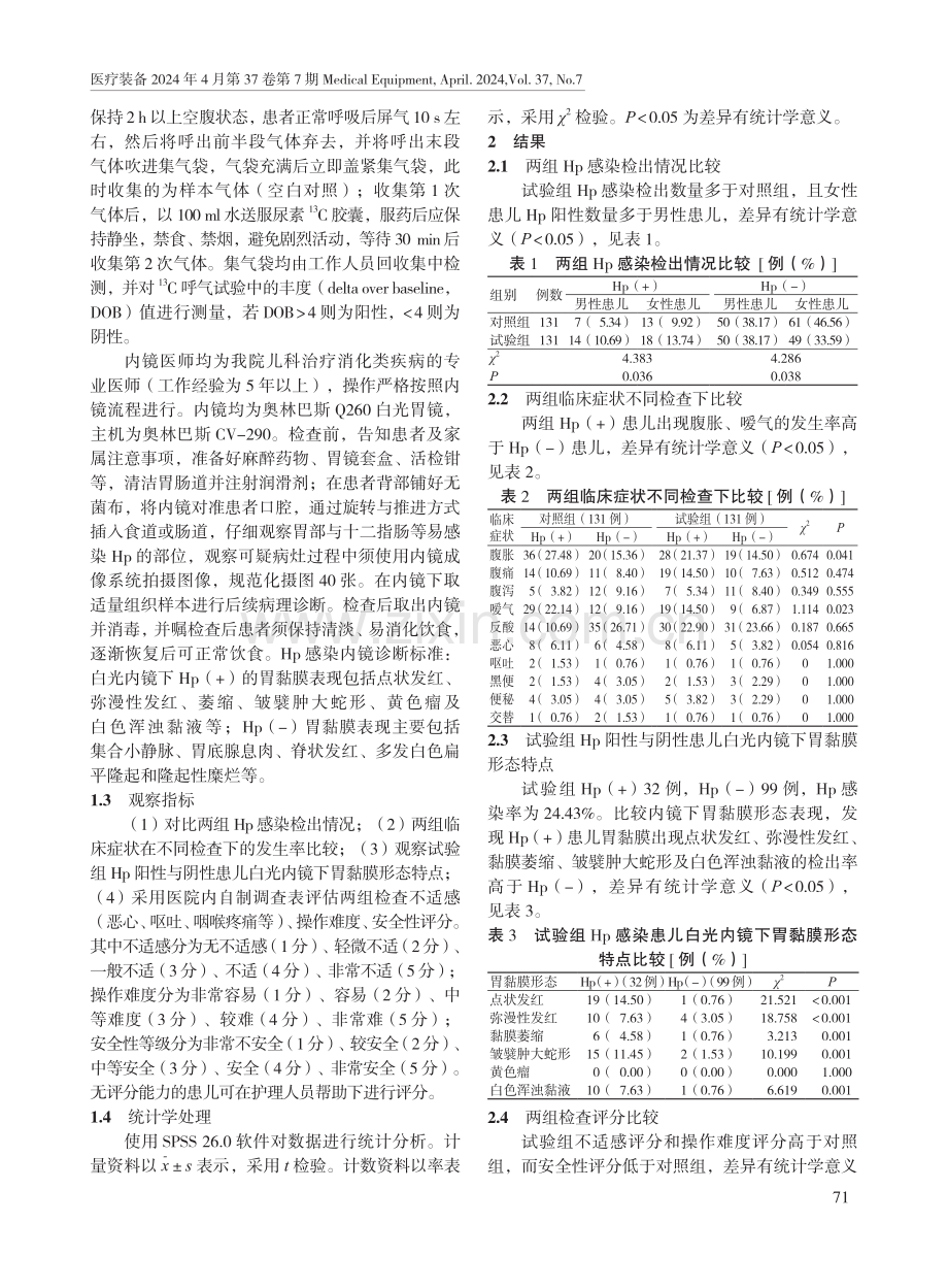 白光内镜联合13C-尿素呼气实验对儿童幽门螺杆菌感染的诊断价值.pdf_第2页