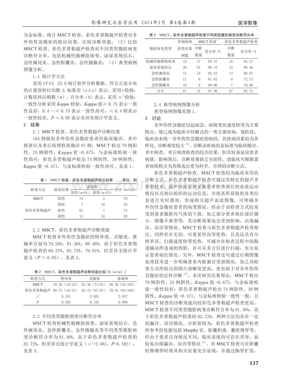 MSCT与彩色多普勒超声诊断非外伤性急腹症的效能分析.pdf_第2页