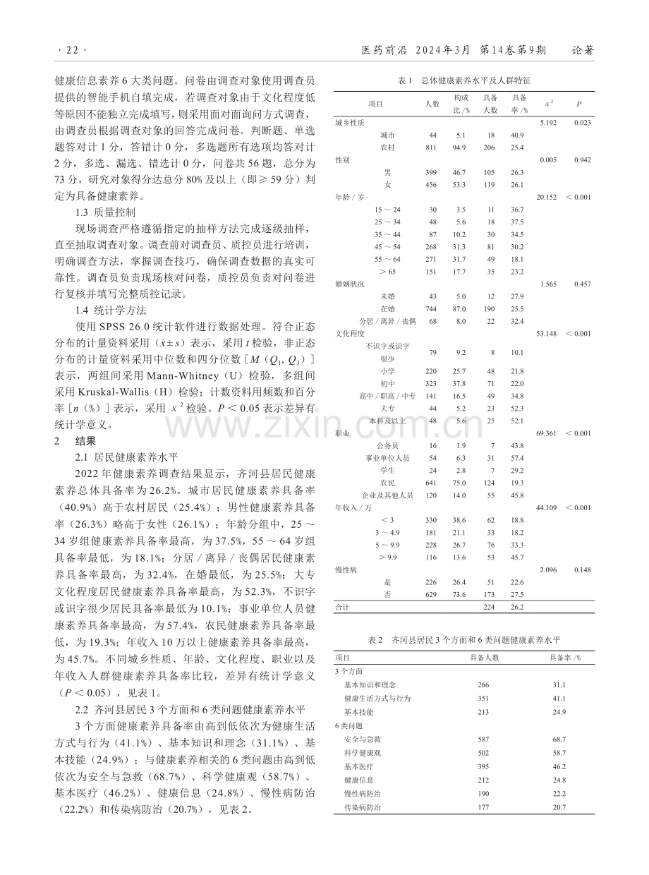 2022年齐河县居民健康素养现状分析.pdf_第2页