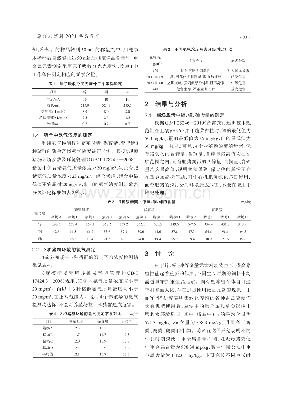 不同猪群粪污中重金属含量及猪舍氨气浓度的监测.pdf_第3页