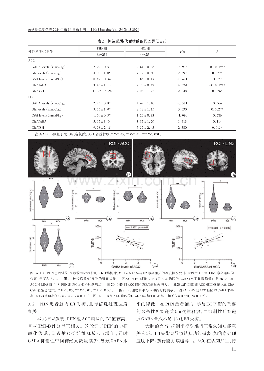 PHN患者脑代谢改变及其与认知损害相关性的MRS研究.pdf_第3页