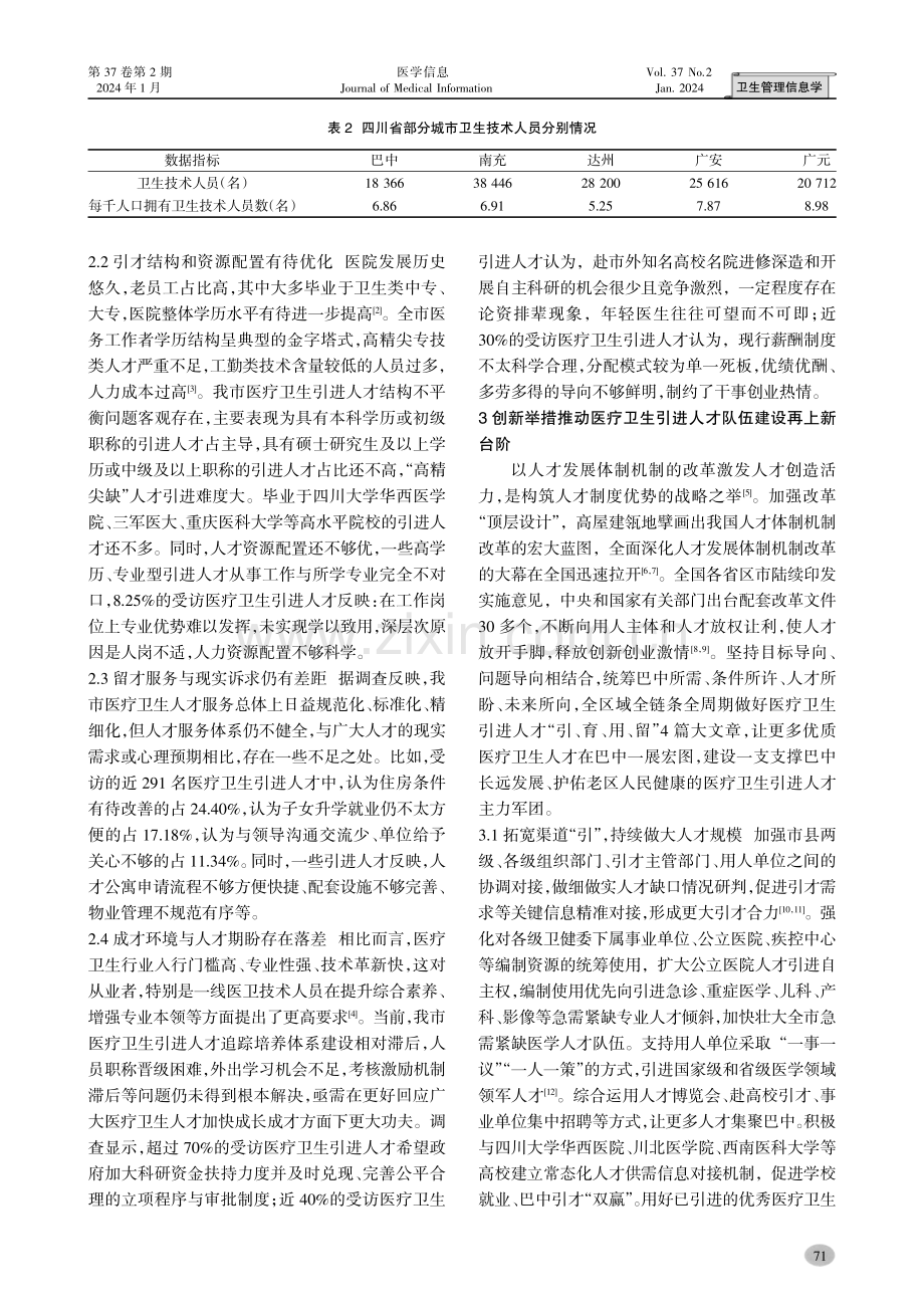 巴中市“百千万引才工程-巴中市医疗卫生引进人才”调查研究.pdf_第3页