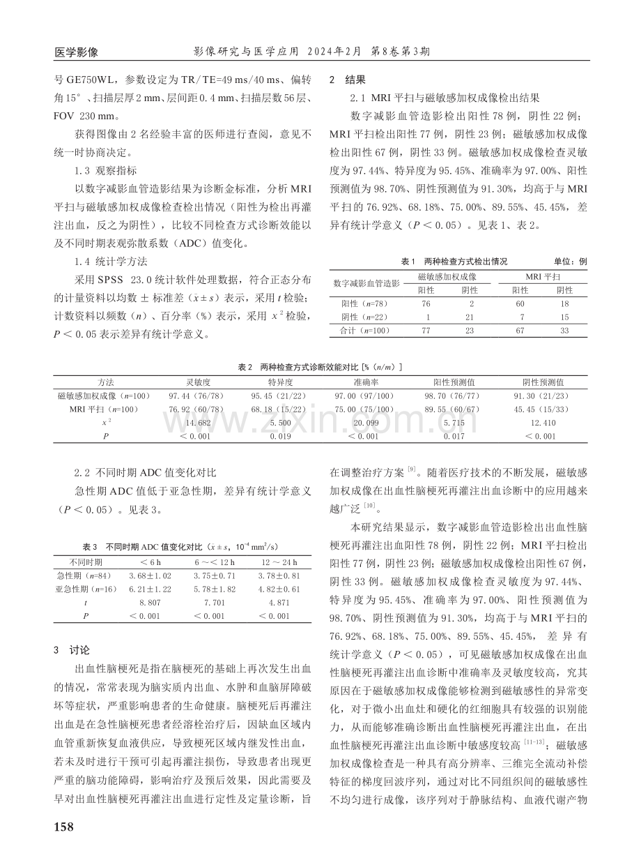 磁敏感加权成像诊断出血性脑梗死再灌注出血的临床价值.pdf_第2页