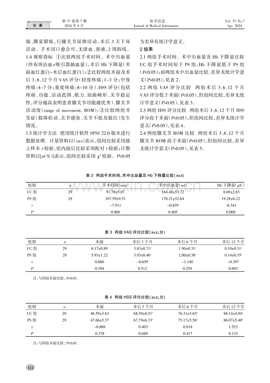 超形合度衬垫型假体与后方稳定型假体在全膝关节置换术中的疗效比较.pdf_第3页