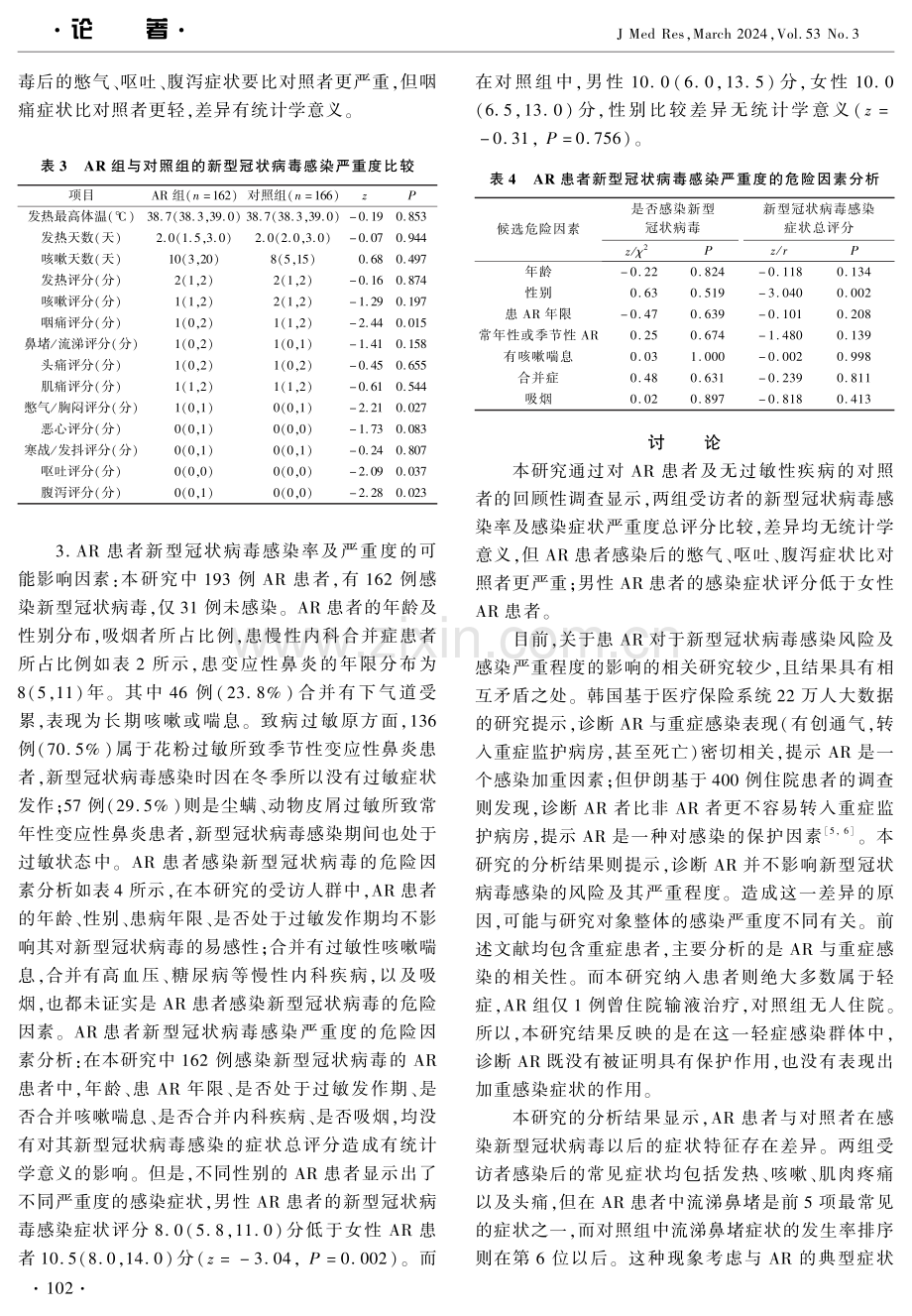 变应性鼻炎对SARS-CoV-2感染的影响调查.pdf_第3页