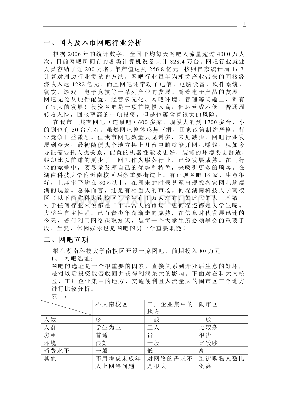 校园网吧项目申请立项建议书.doc_第1页