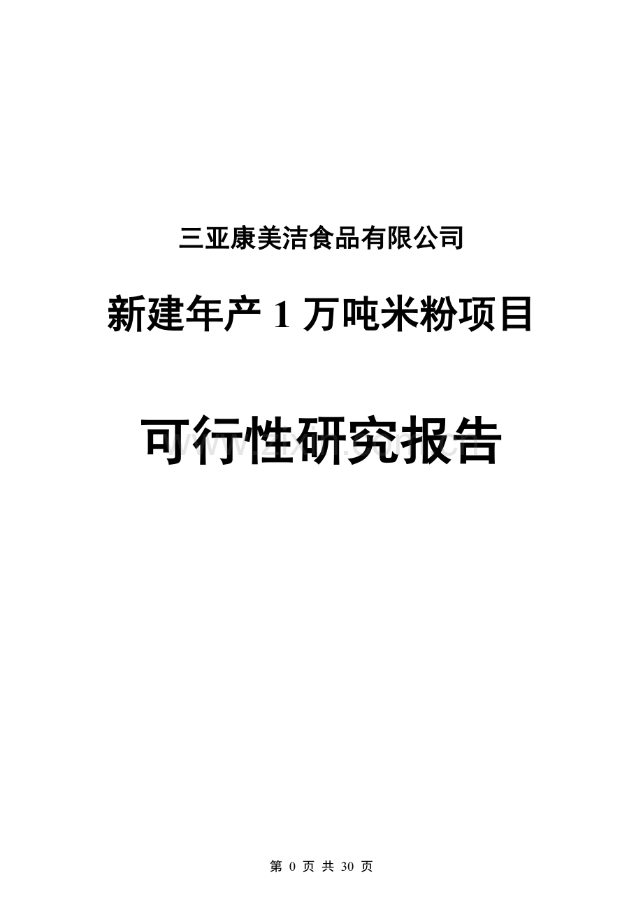 年产1万吨米粉项目可行性研究报告.doc_第1页