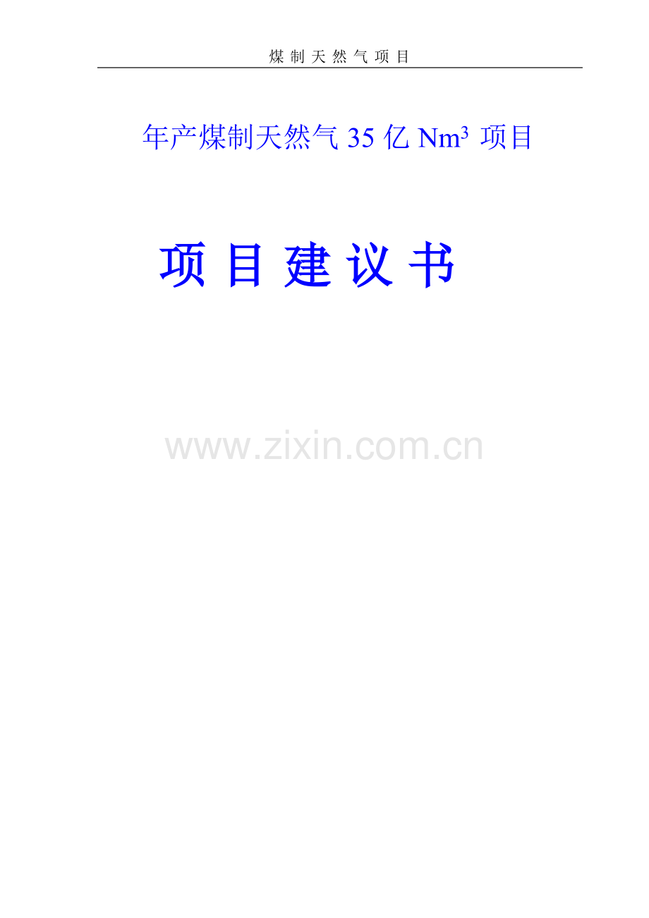 年产煤制天然气35亿nm3项目投资可行性研究报告.doc_第1页