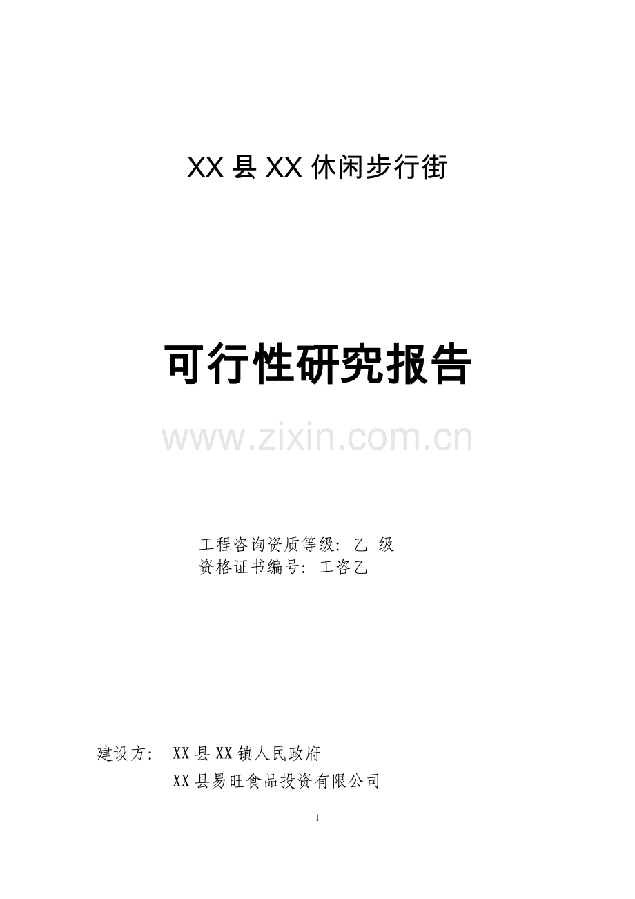 县休闲商业步行街可行性研究报告.doc_第1页