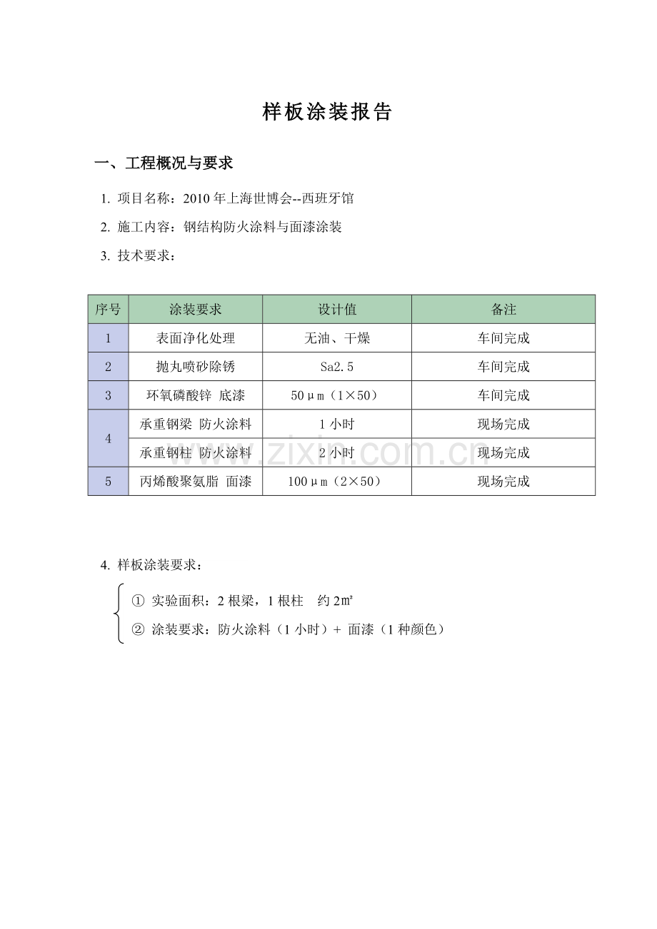 上海世博会西班牙馆钢结构防火涂料与面漆样板工程涂装报告.doc_第3页