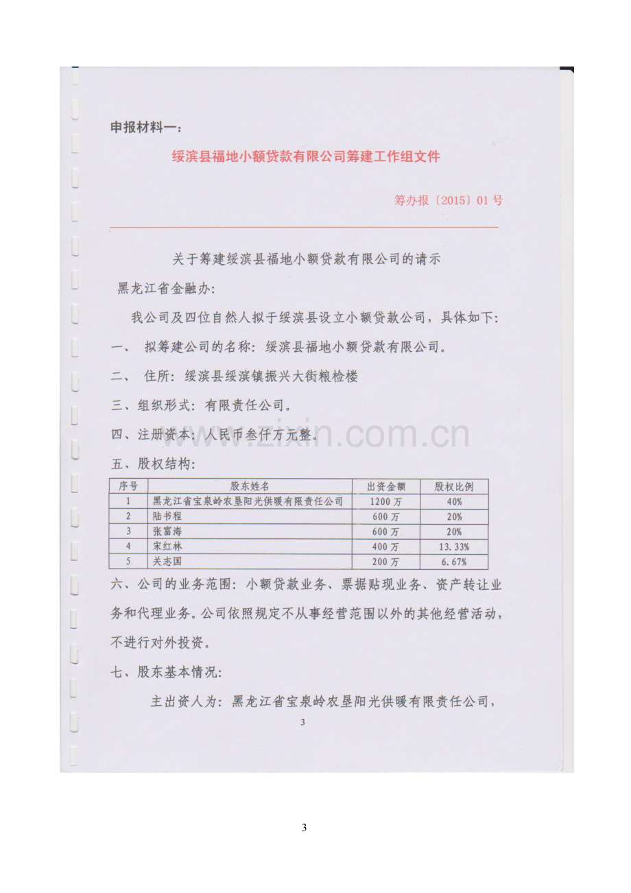 小额贷款公司设立电报材料指引申报材料绥滨县福地小额贷款有限公司筹建申报材料-大学毕业设计.doc_第3页