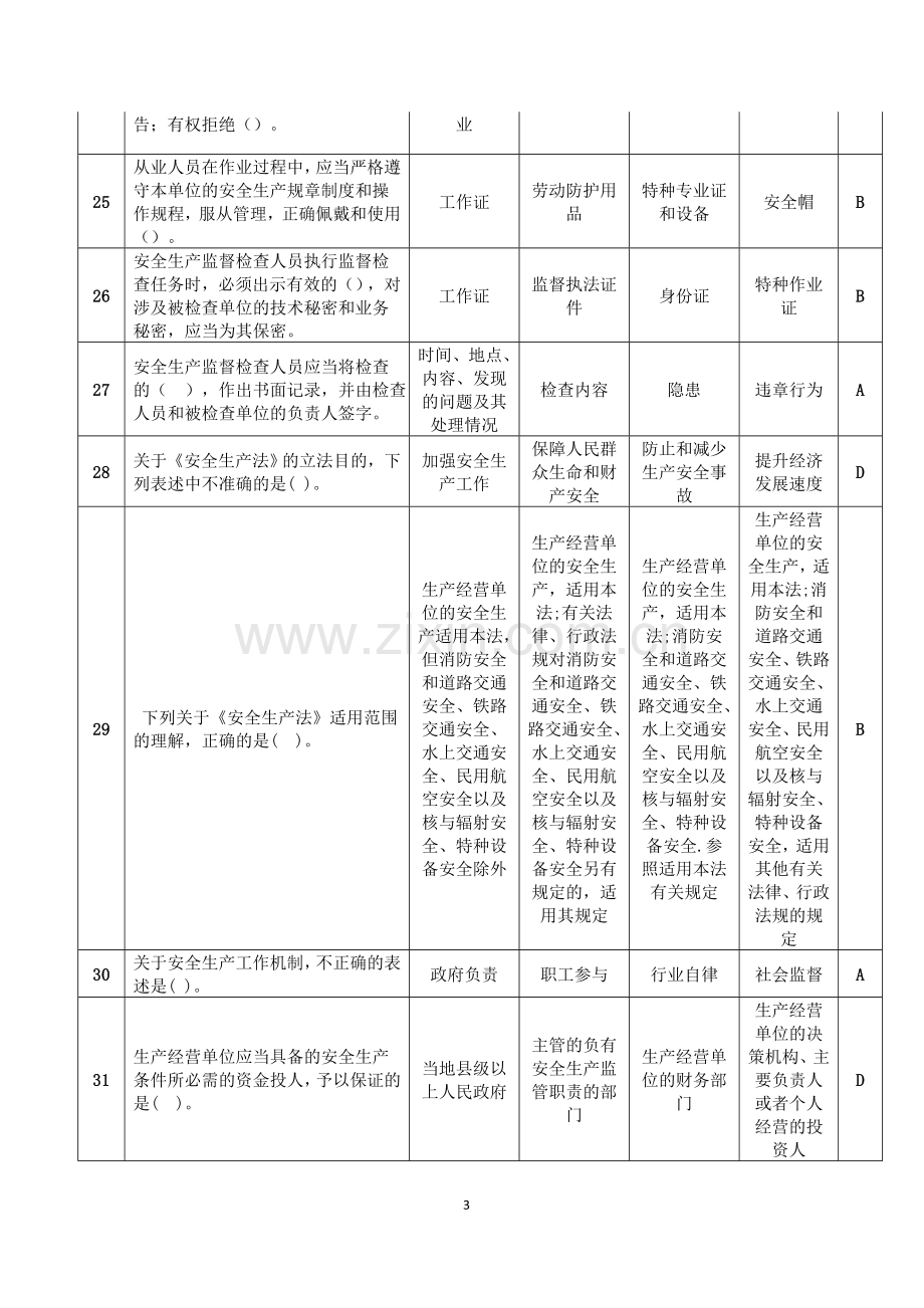 2016年安全知识竞赛参考考试试题及参考答案精华版.doc_第3页