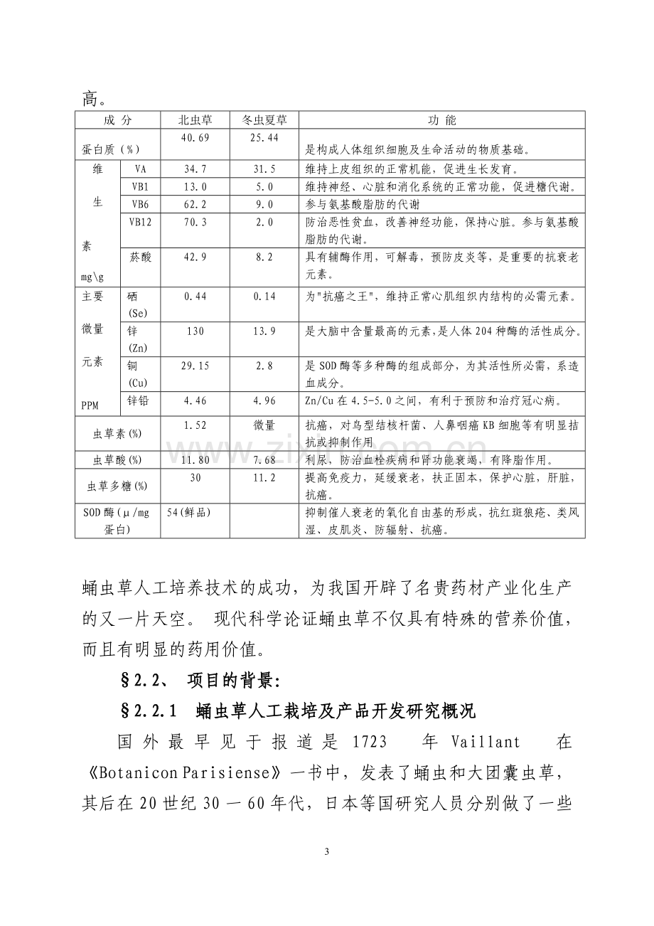 蛹虫草工业化栽培与深加工可行性研究报告.doc_第3页