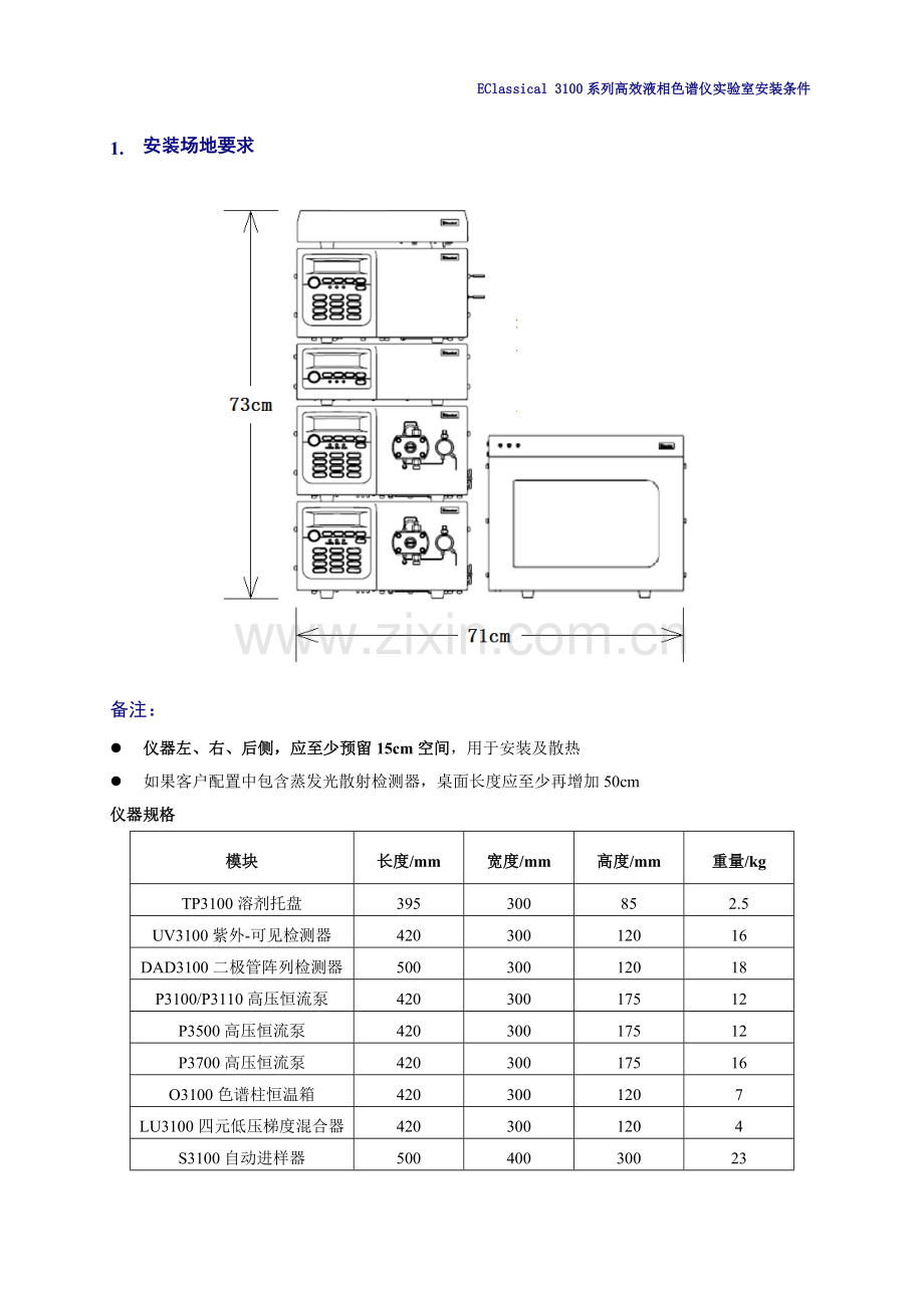 EClassical3100系列高效液相色谱仪试验室安装条件.doc_第3页