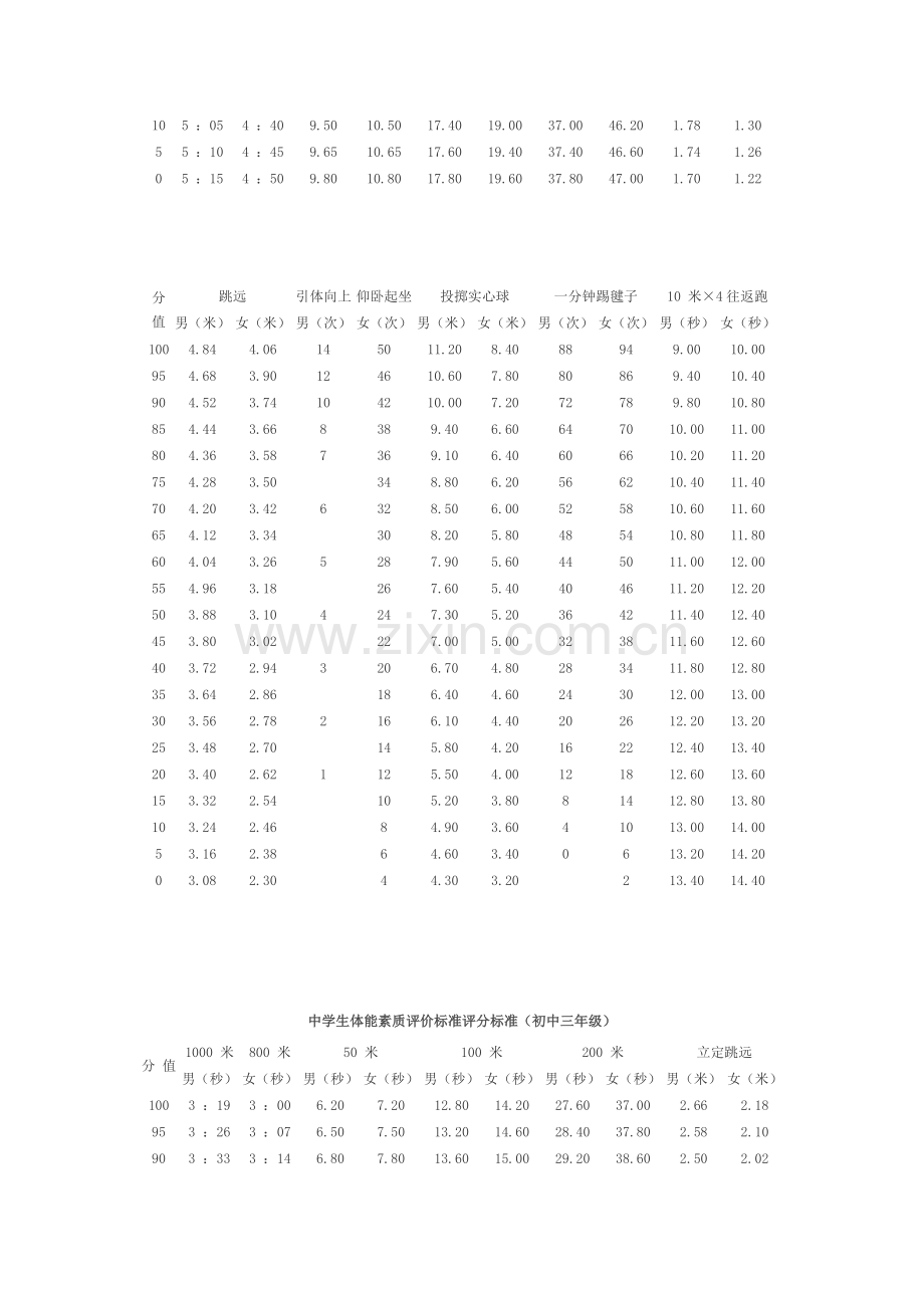 中学生体能素质评价标准评分标准.doc_第3页