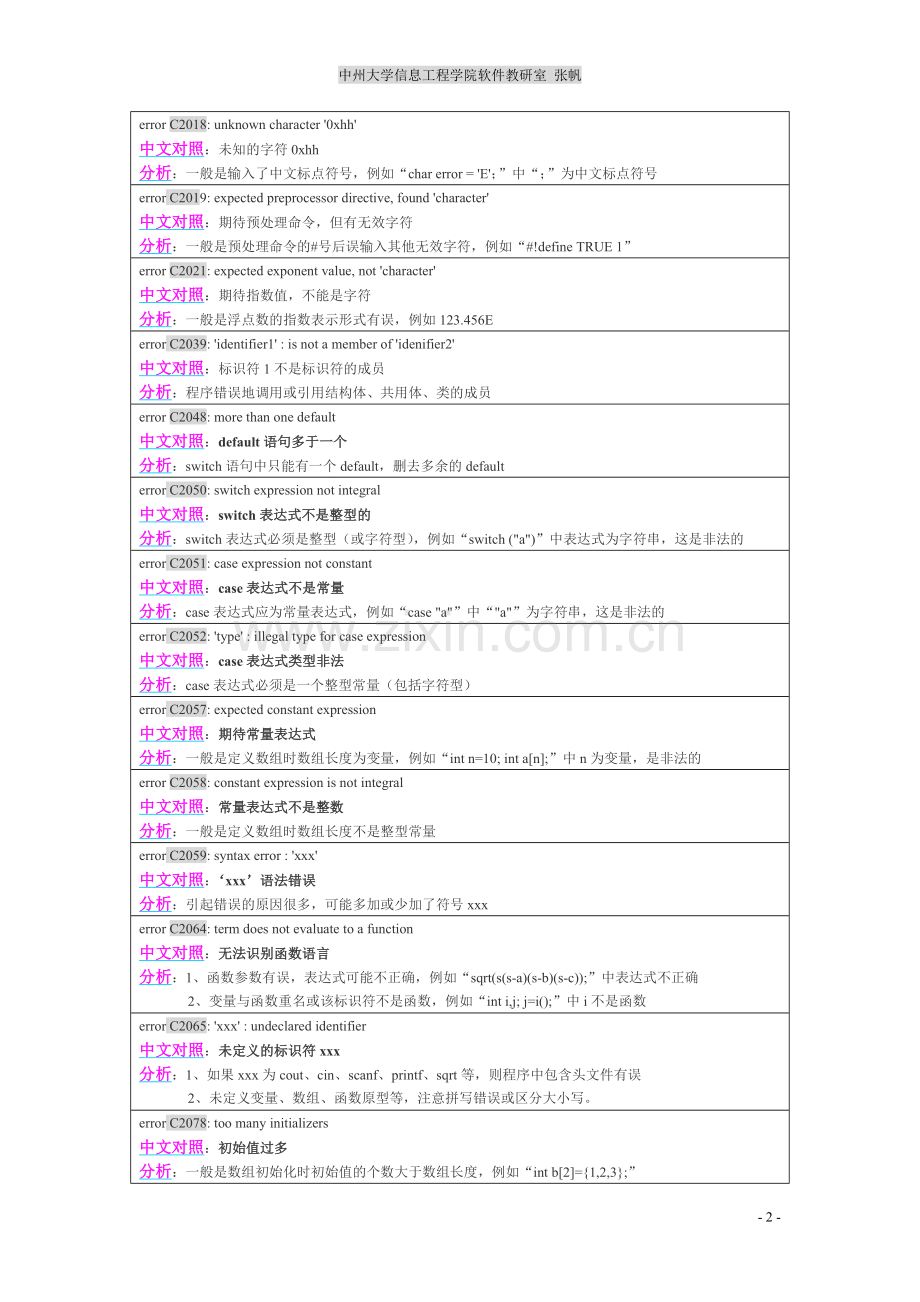 C语言常见错误中英文对照表1.doc_第2页