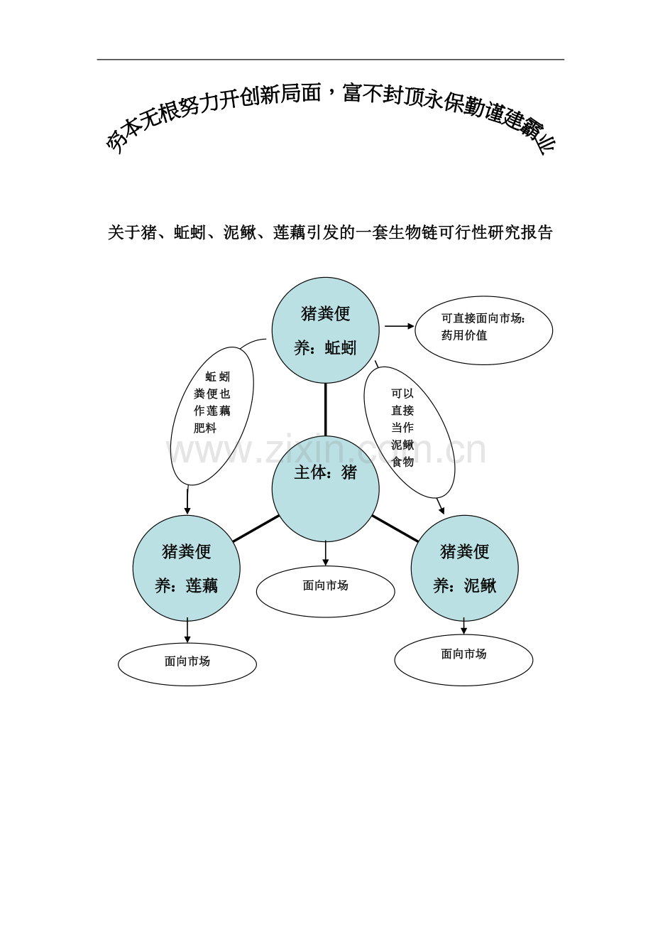 某关于猪、蚯蚓、泥鳅、莲藕引发的一套生物链可行性研究报告.doc_第1页